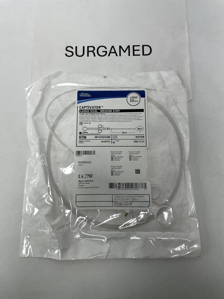 6131 - BOSTON SCIENTIFIC - CAPTIVATOR polypectomy snare, large oval, medium stiff, 240 cm length, 2.8 mm Working Channel, 30 mm Loop Width, (EA)