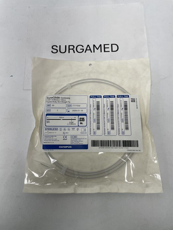 35BX - OLYMPUS - SureGlide Guidewire 0.035" x 150cm Regular Body, 3cm Straight Tip, (EA)