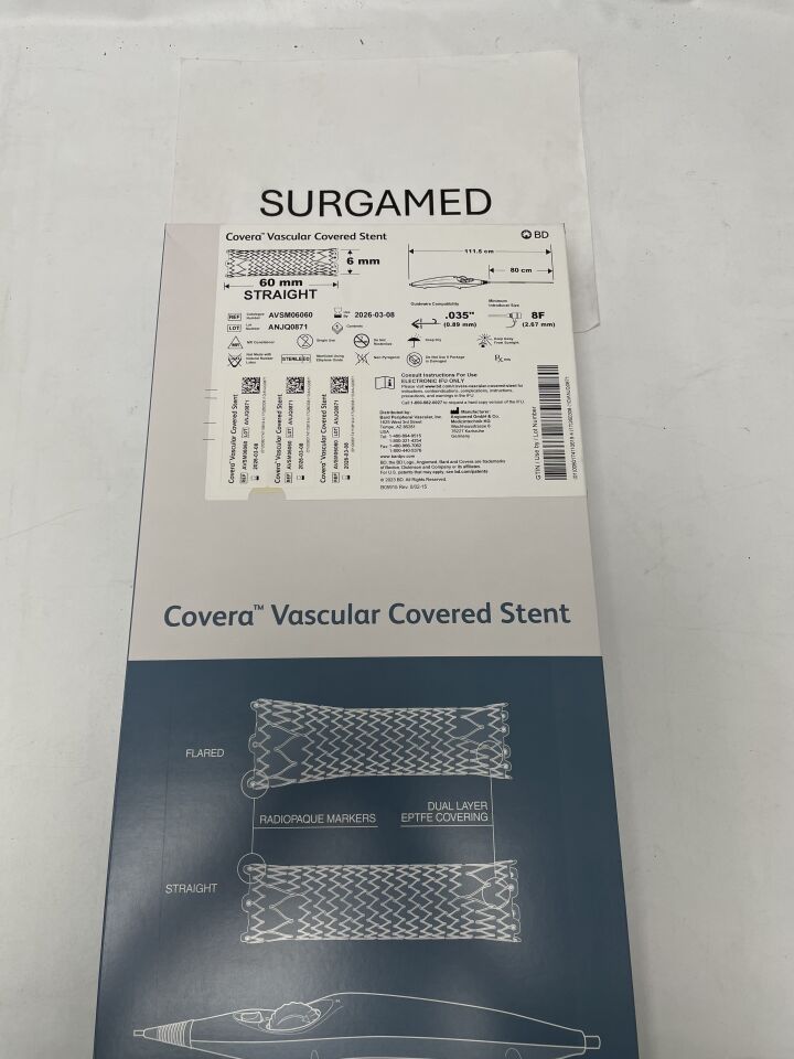 AVSM06060 - BARD - Covera Vascular Covered Stent, Straight 6mm x 60mm, 80cm, (BX/1)