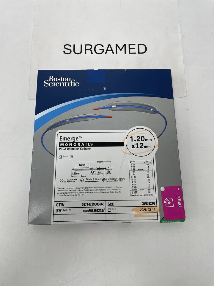 391891212 - BOSTON SCIENTIFIC - Emerge Monorail PTCA Dilatation Catheter - 1.20mm x 12mm, (BX/1)