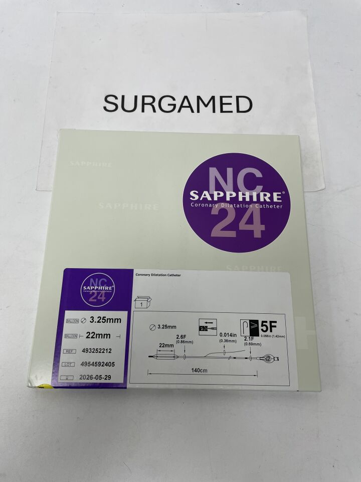 493252212 - ORBUSNEICH MEDICAL - Sapphire NC24 PTCA Coronary Dilatation Catheter 3.25mm x 22mm, 140cm, (BX/1)