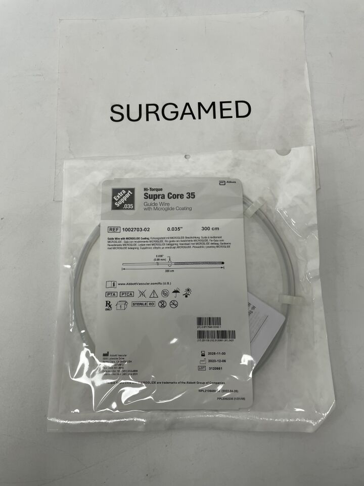 1002703-02 - ABBOTT - Hi-Torque Supra Core 35 Guide Wire - .035" x 300cm, (EA)