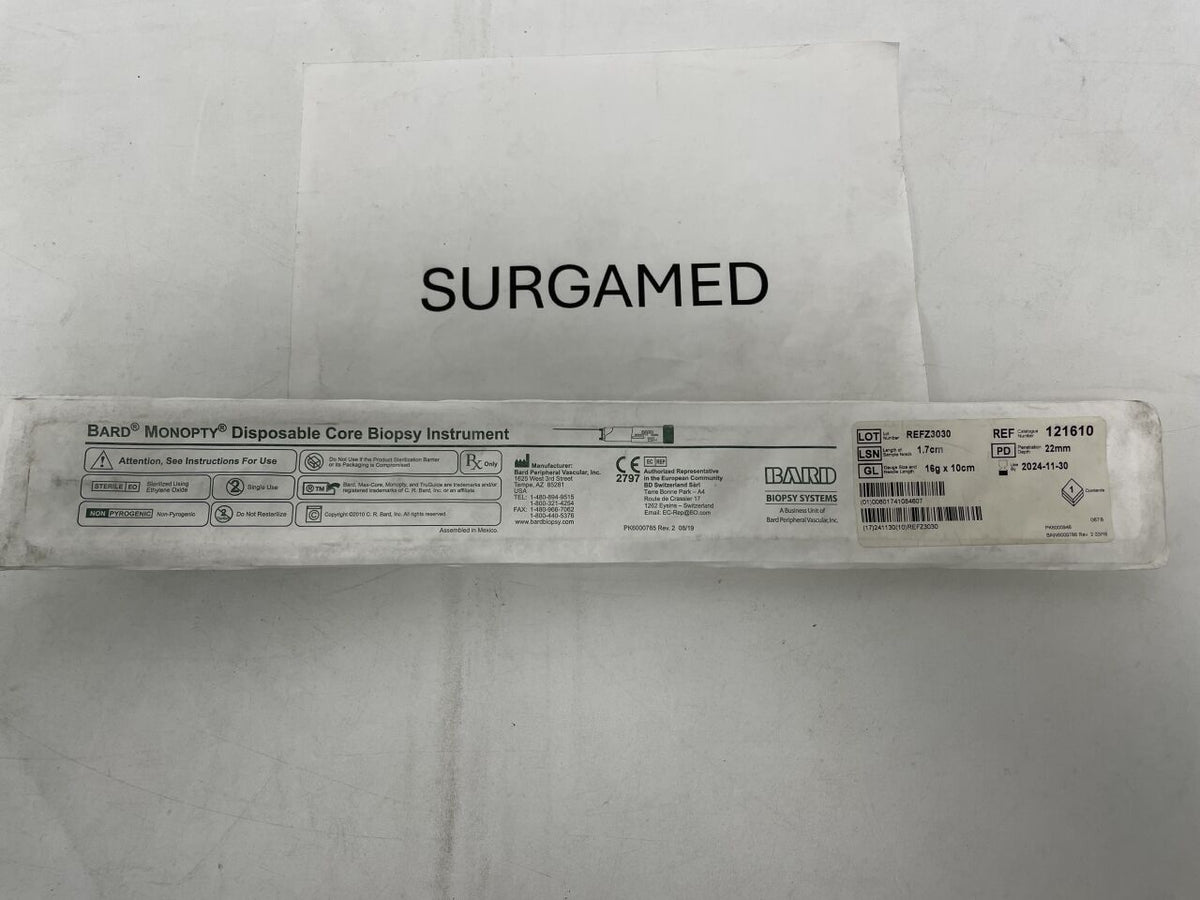 121610 - BARD - Monopty Disposable Core Biopsy Instrument, 22mm Penetration Depth, 16G x 10cm Needle, (EA)