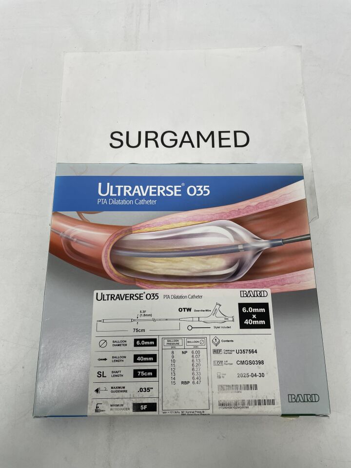 U357564 - BARD - ULTRAVERSE 035 PTA Dilatation Catheter - 5Fr x 6mm x 40mm x 75cm, (BX/1)