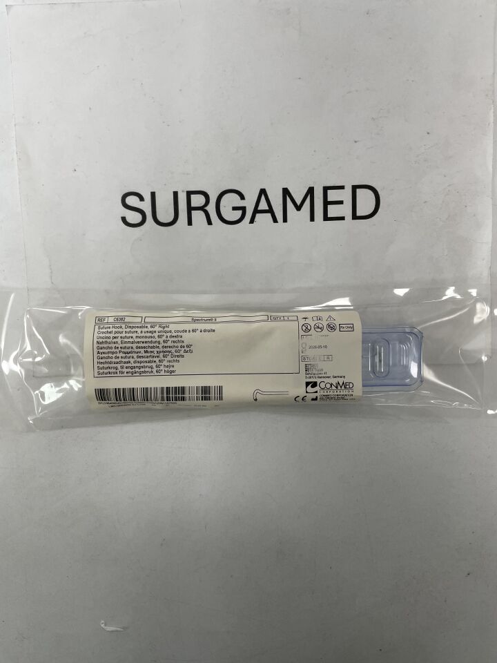 C6382 - CONMED - Spectrum II 60 Degree Right Suture Hook, Orange Handle, (EA)