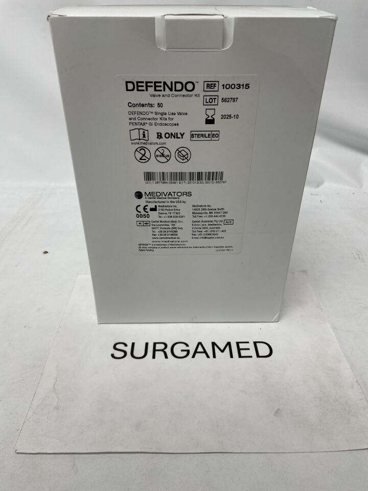 100315 - MEDIVATORS - Defendo Valve and Connector Kits, For Pentax 90 GI Endoscopes, (BX/50)