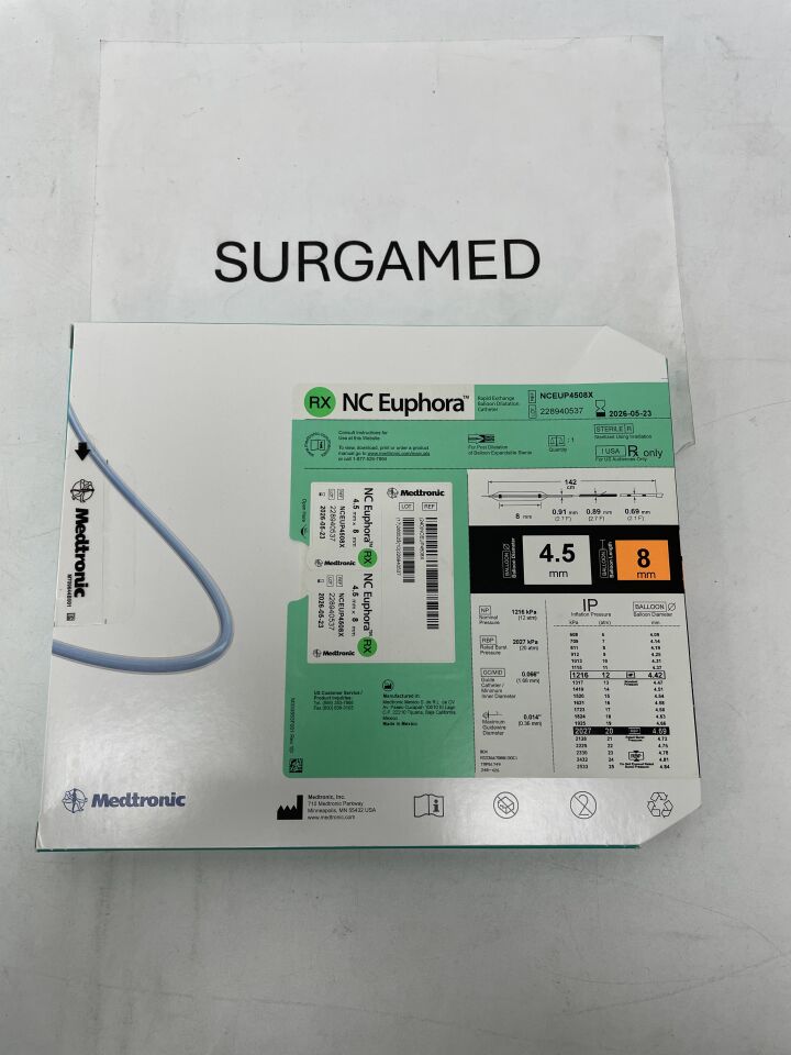 NCEUP4508X - MEDTRONIC - NC Euphora RX Noncompliant Balloon Dilatation Catheter - 4.5mm x 8mm, (BX/1)