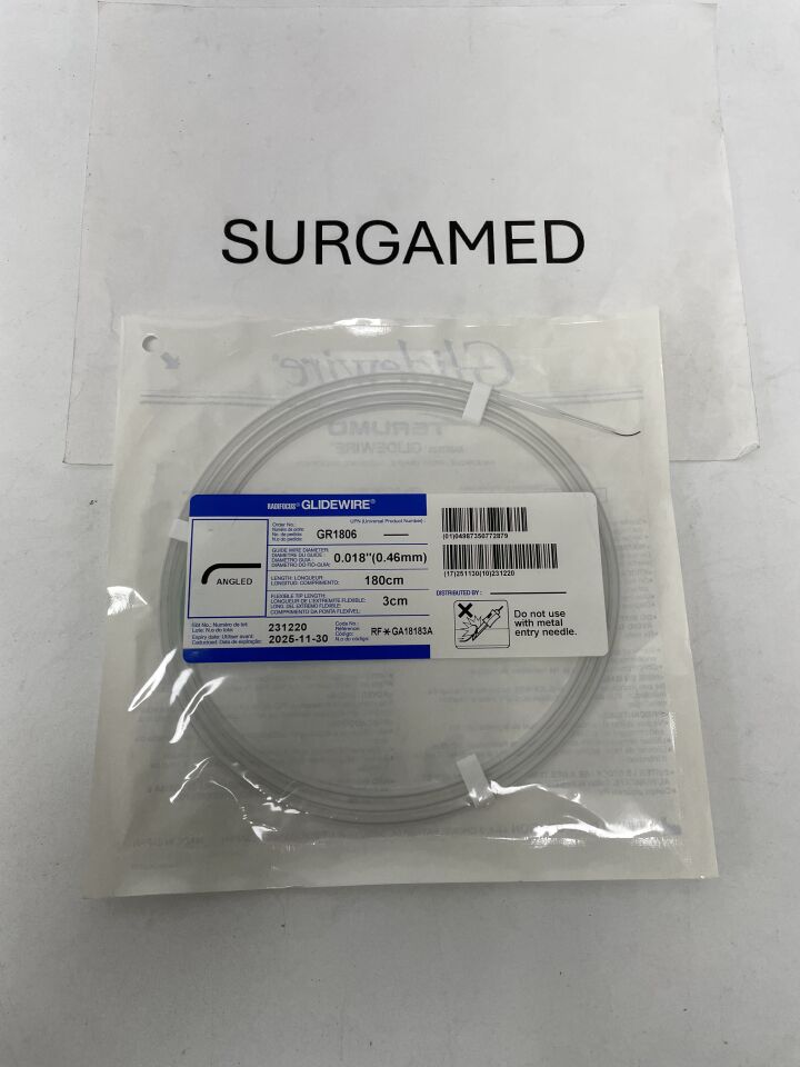 GR1806 - TERUMO - Radifocus Glidewire - Angled - .018" x 180cm x 3cm, (EA)
