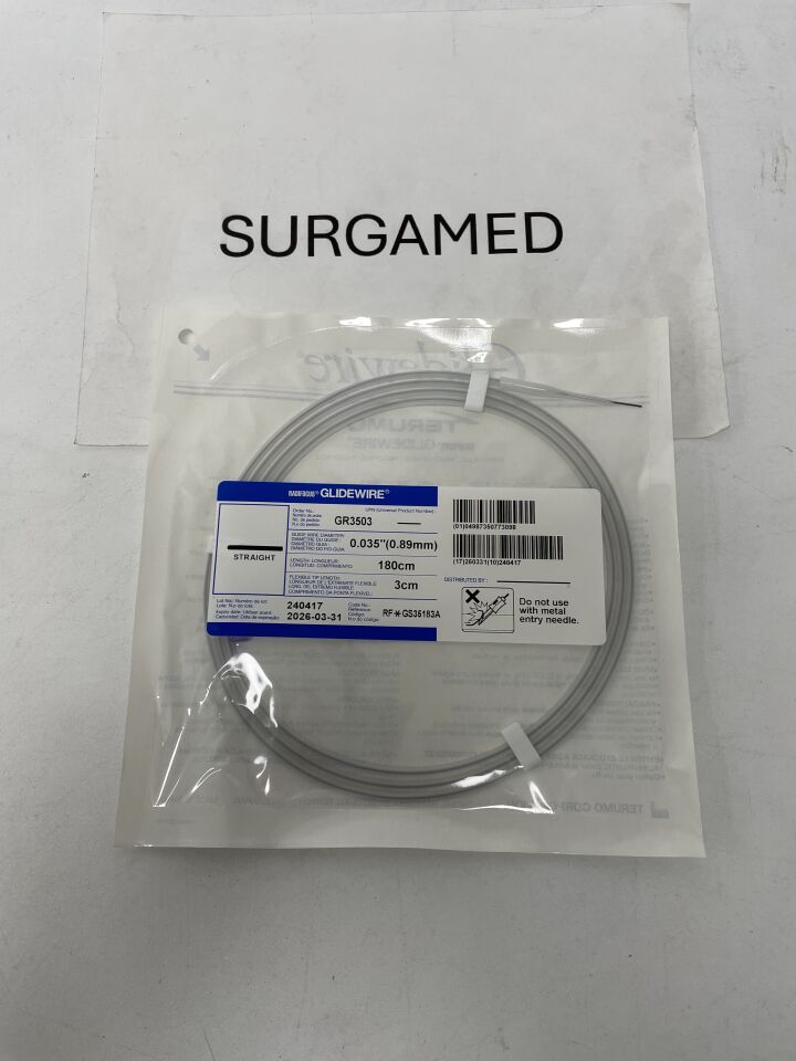 GR3503 - TERUMO - Radifocus Glidewire - Straight - .035" x 180cm x 3cm, (EA)