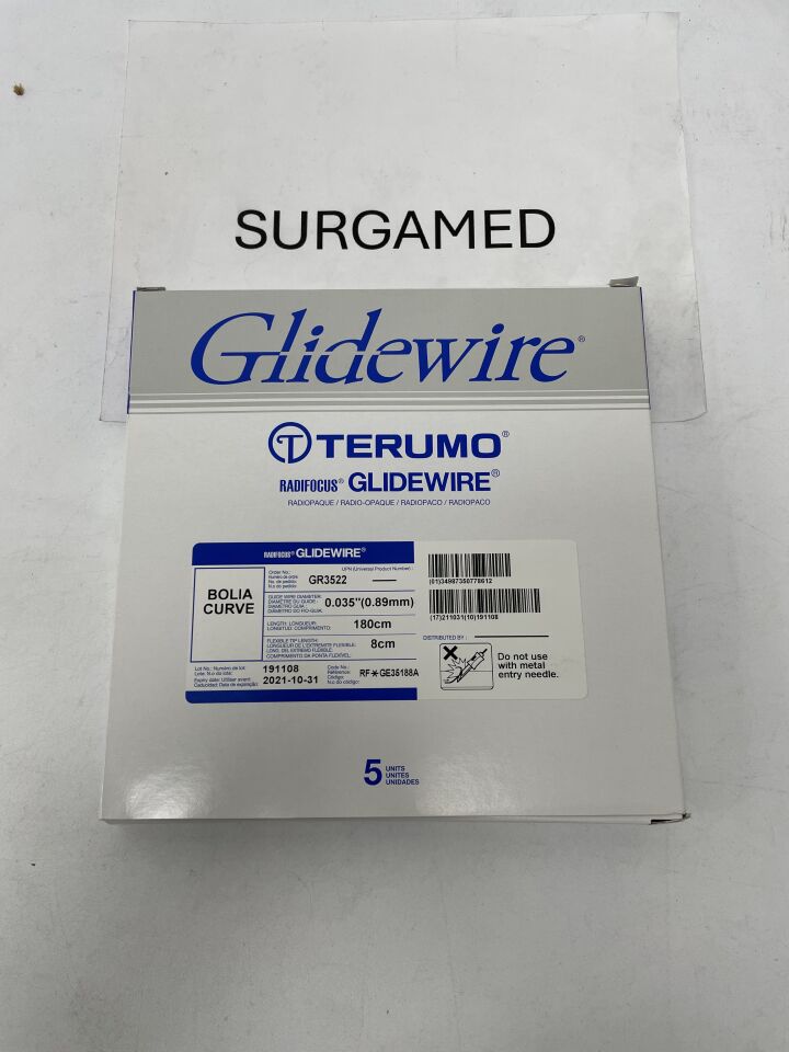 GR3522 - TERUMO - Radifocus Glidewire - Bolia Curve - .035" x 180cm x 8cm, (BX/5)