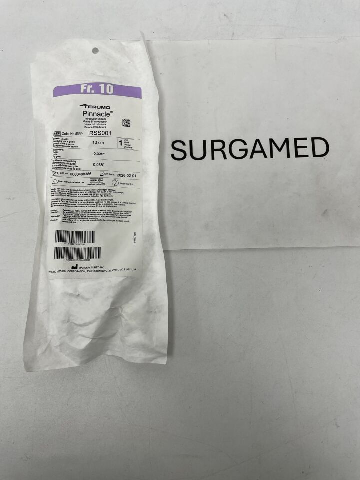 RSS001 - TERUMO - Pinnacle Peripheral Introducer Sheath with 0.035" Mini-Wire 10F x 10cm, (EA)