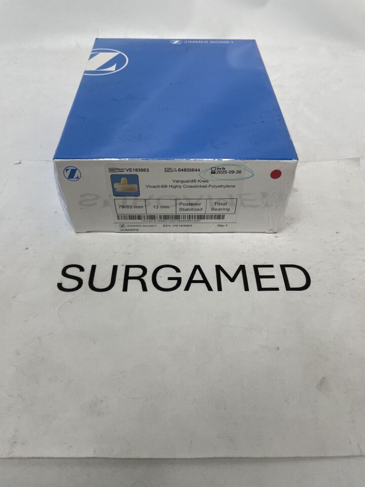 VE183663 - ZIMMER - Vanguard Knee Vivacit-E Highly Crosslinked Polyethylene Tibial Bearing, 83mm x 11mm, (BX/1)