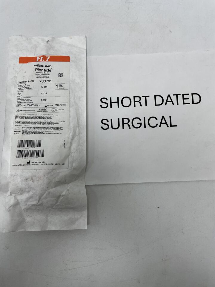 RSS701 - TERUMO - Pinnacle Peripheral Introducer Sheath with 0.035" Mini Wire 7F X 10CM, (EA)
