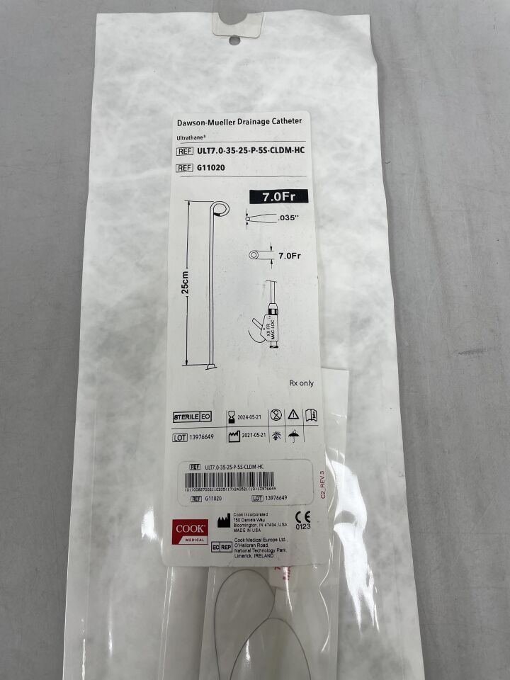 G11020 - COOK - Dawson-Mueller Multipurpose Drainage Catheter 7F x 25cm, 0.035", (EA)