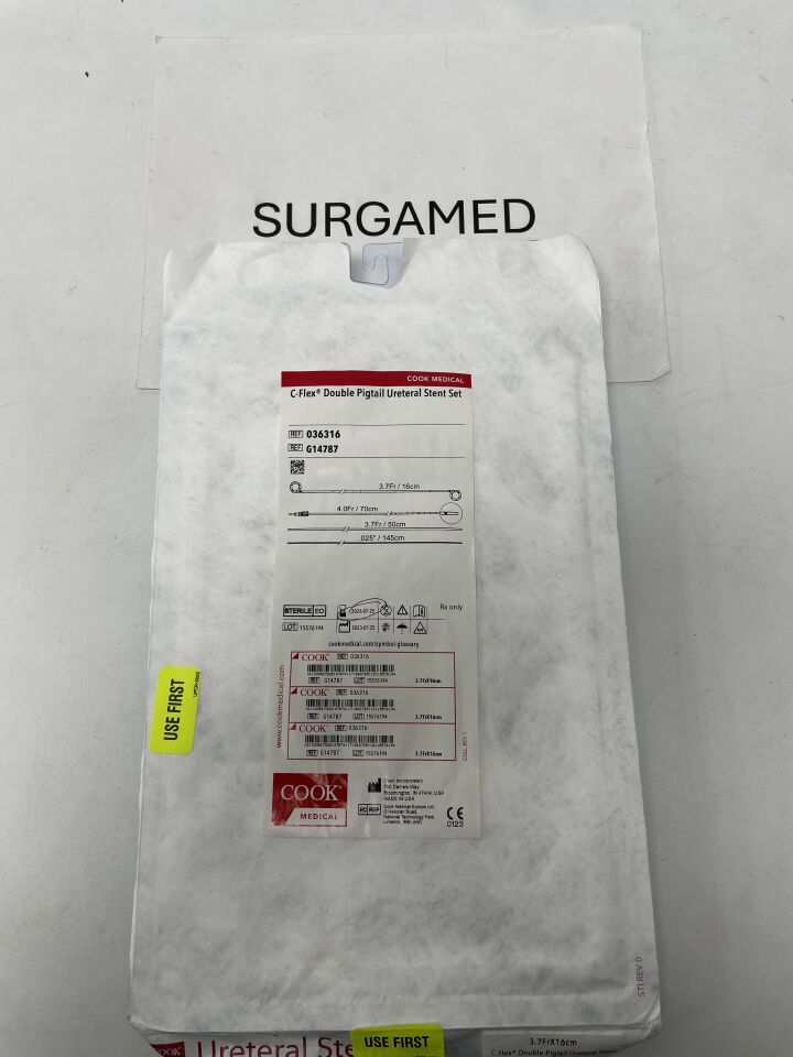 G14787 - COOK - C-Flex Double Pigtail Ureteral Stent Set 3.7F x 16cm, (EA)