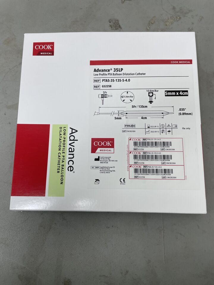 G52258 - COOK - Advance 35LP Low-Profile PTA Balloon Dilatation Catheter - 5mm x 4cm x 135cm, (BX/1)