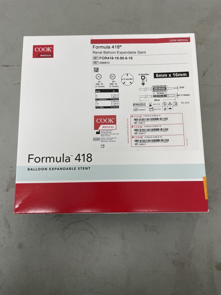 G56613 - COOK - Formula 418 Renal Balloon-Expandable Stent - 6mm x 16mm x 80cm, (BX/1)