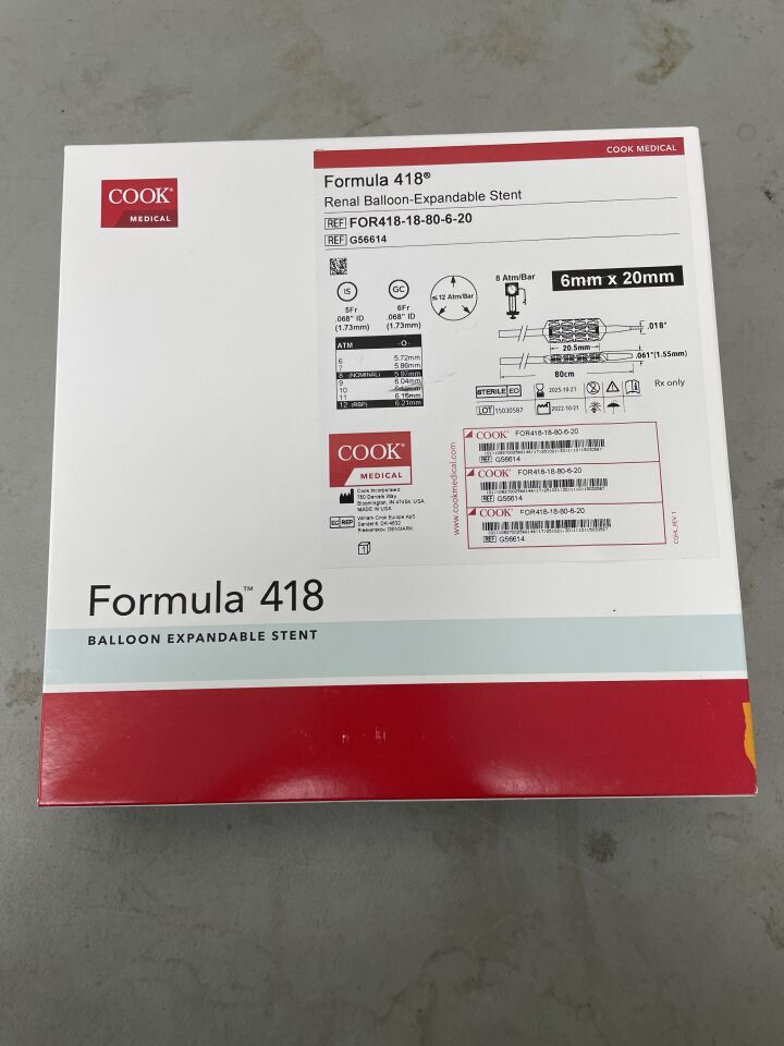 G56614 - COOK - Formula 418 Renal Balloon-Expandable Stent - 6mm x 20mm x 80cm, (BX/1)