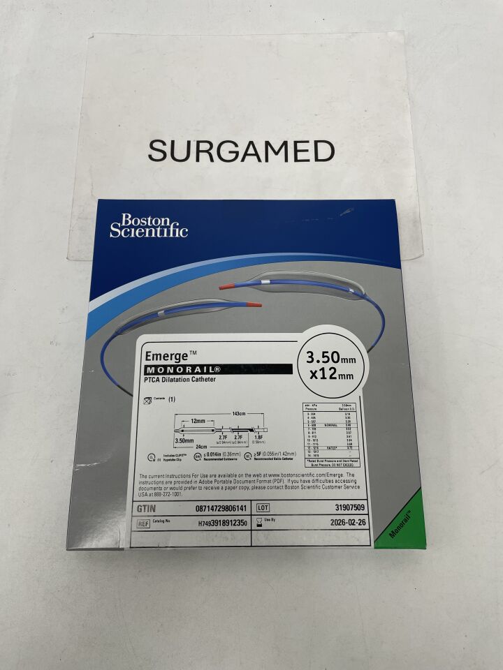 391891235 - BOSTON SCIENTIFIC - Emerge Monorail PTCA Dilatation Catheter - 3.50mm x 12mm, (BX/1)