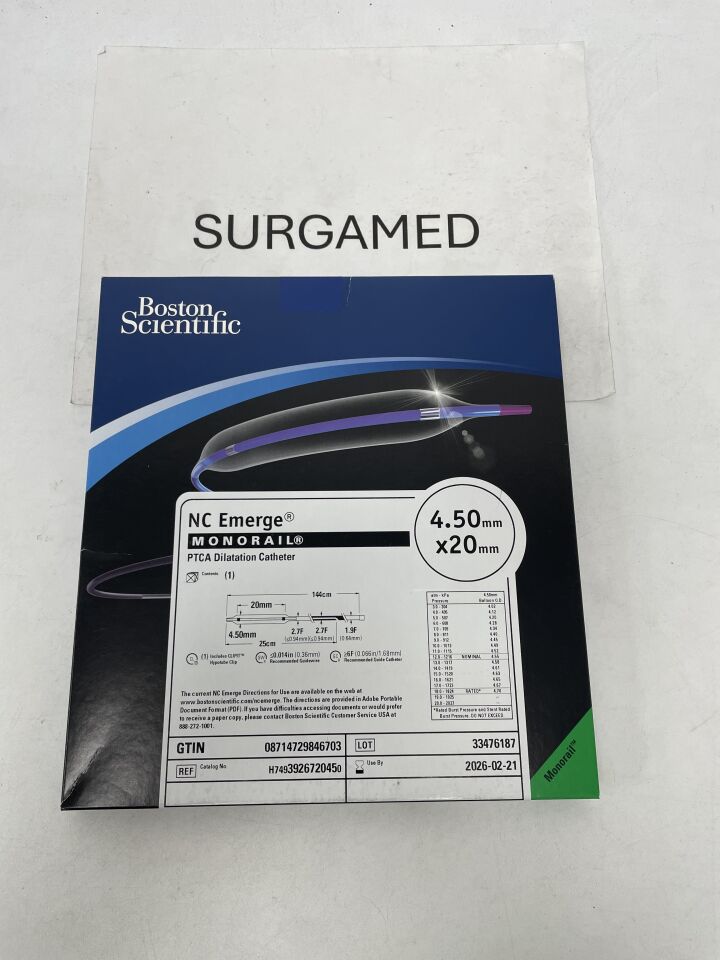 392672045 - BOSTON SCIENTIFIC - NC Emerge Monorail PTCA Dilatation Catheter 4.50mm x 20mm, (BX/1)