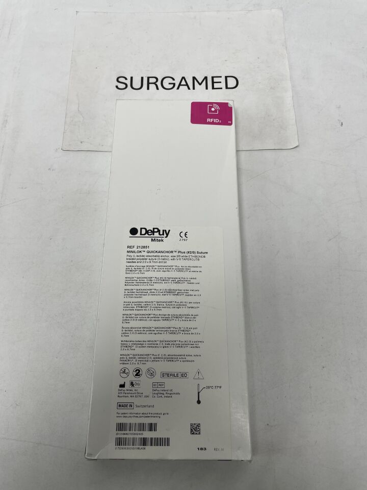 212851 - DEPUY - Minilok QuickAnchor Plus PLA Suture Anchor,Size - 2-0, 2.0 x 9.7mm, (BX/1)