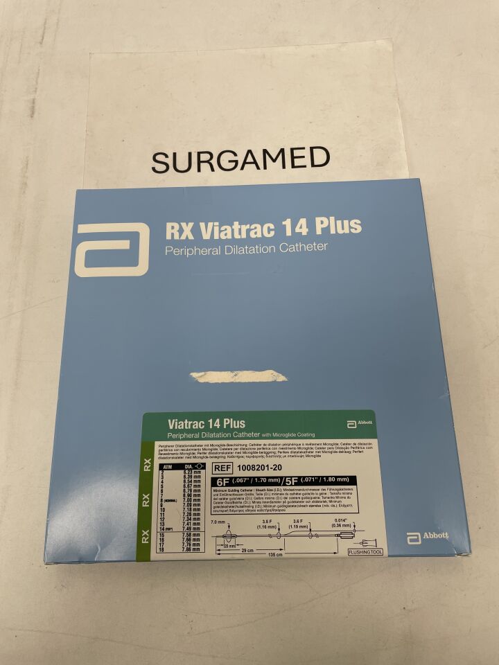 1008201-20 - ABBOTT - Viatrac 14 Plus Peripheral Dilatation Catheter with Microglide Coating - 7.0mm x 20mm x 135cm, (BX/1)