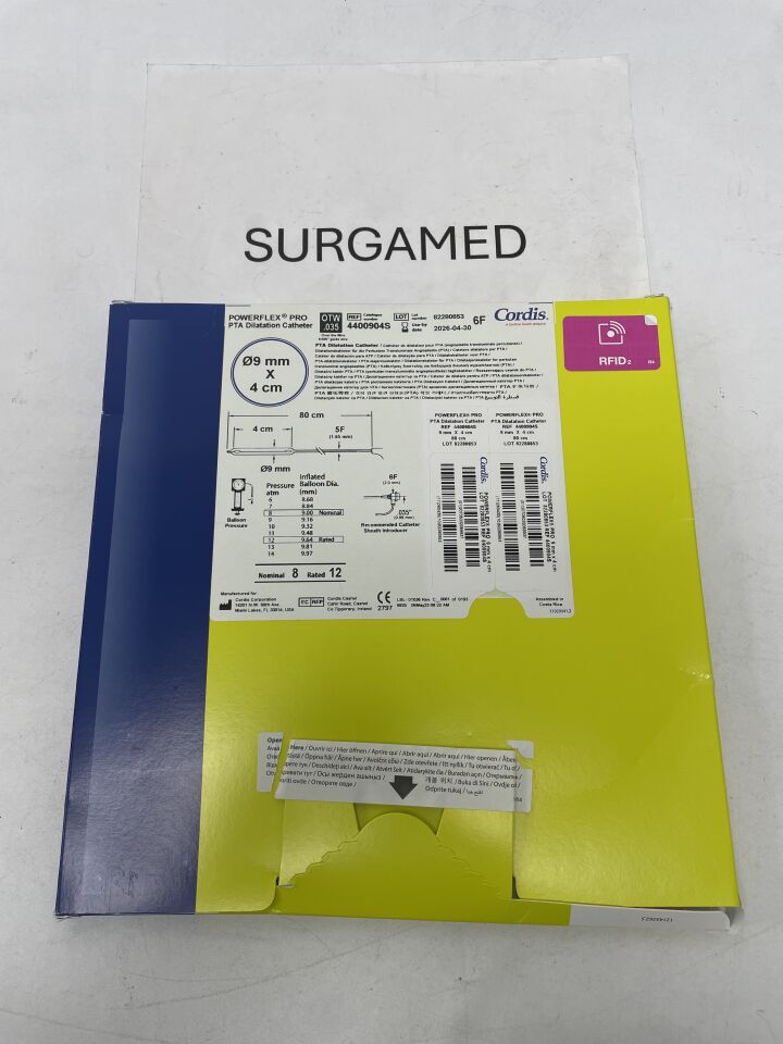 4400904S - CORDIS - POWERFLEX PRO .035" OTW PTA Dilatation Catheter - 9mm x 4cm x 80cm, (BX/1)