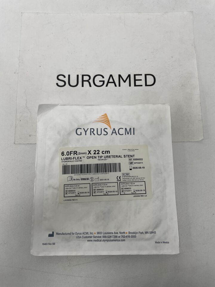 5556022 - GYRUS - Lubri-Flex Open Tip Ureteral Stent Hydrophilic Coated - 6Fr x 22cm, (EA)