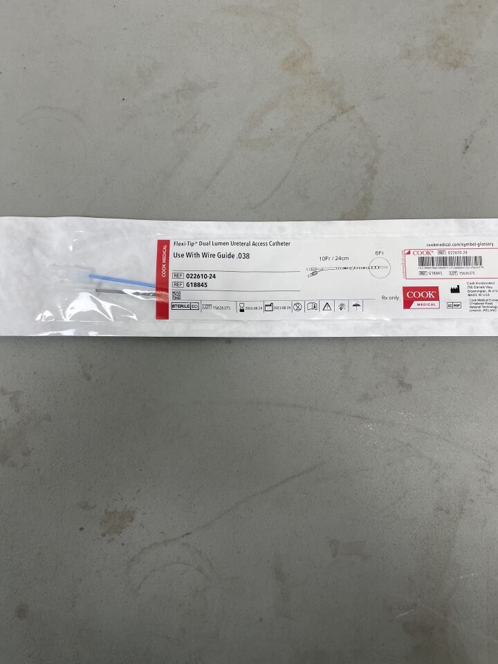 G18845 - COOK - Flexi-Tip Dual Lumen Ureteral Access Catheter, Standard 6/10F x 24cm, (EA)