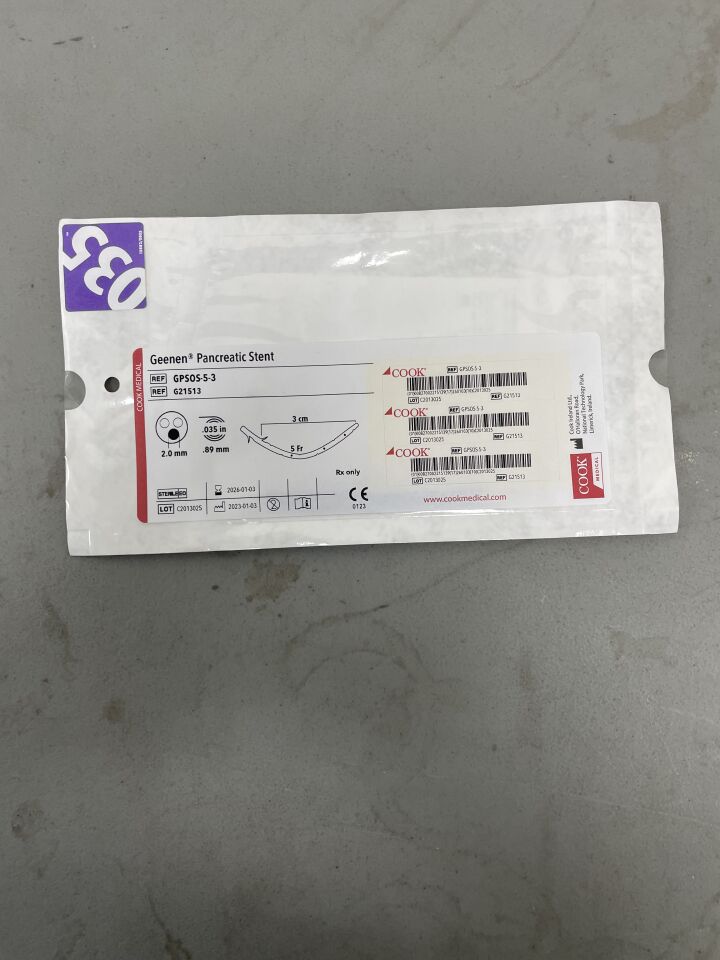 G21513 - COOK - Geenen Pancreatic Stent - 5Fr x 3cm, (EA)