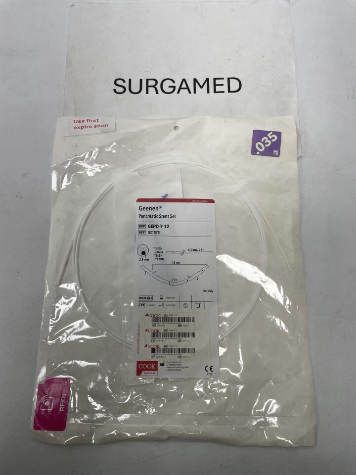 G21575 - COOK - Geenen Pancreatic Stent Set - 7Fr x 12cm, (EA)