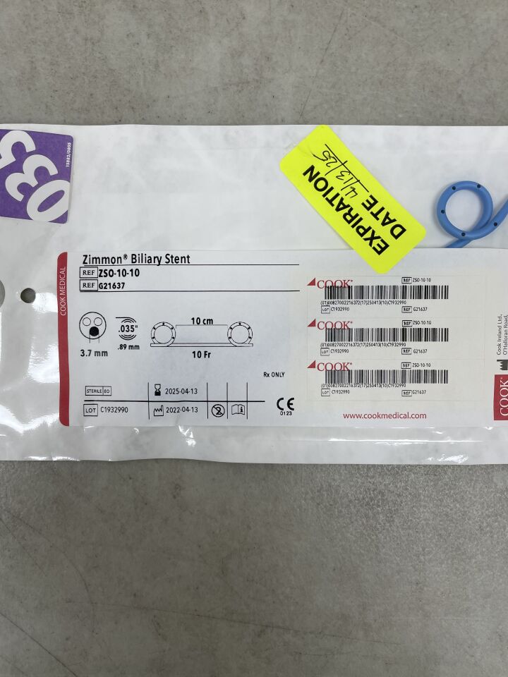G21637 - COOK - Zimmon Biliary Stent, 10 Fr x 10 cm, (EA)