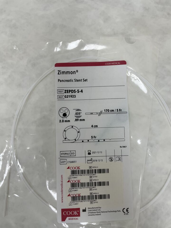 G21923 - COOK - Zimmon Pancreatic Stent Set 5F x 4cm, (EA)