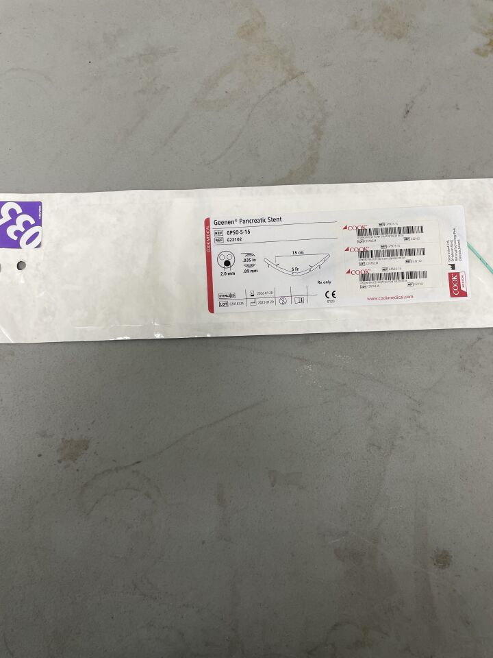 G22102 - COOK - Geenen Pancreatic Stent - GPSO-5-15 - 5Fr x 15cm, (EA)