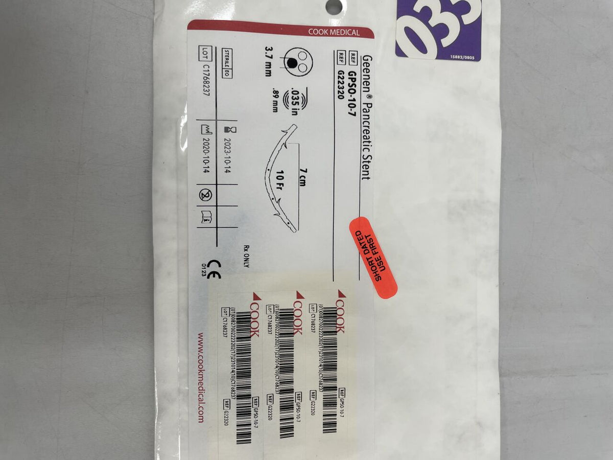 G22320 - COOK - Geenen Pancreatic Stent 10F X 7CM, (EA)