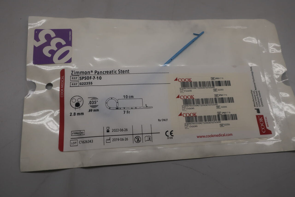 G22355 - COOK - Zimmon Pancreatic Stent 7F x 10cm, (EA)
