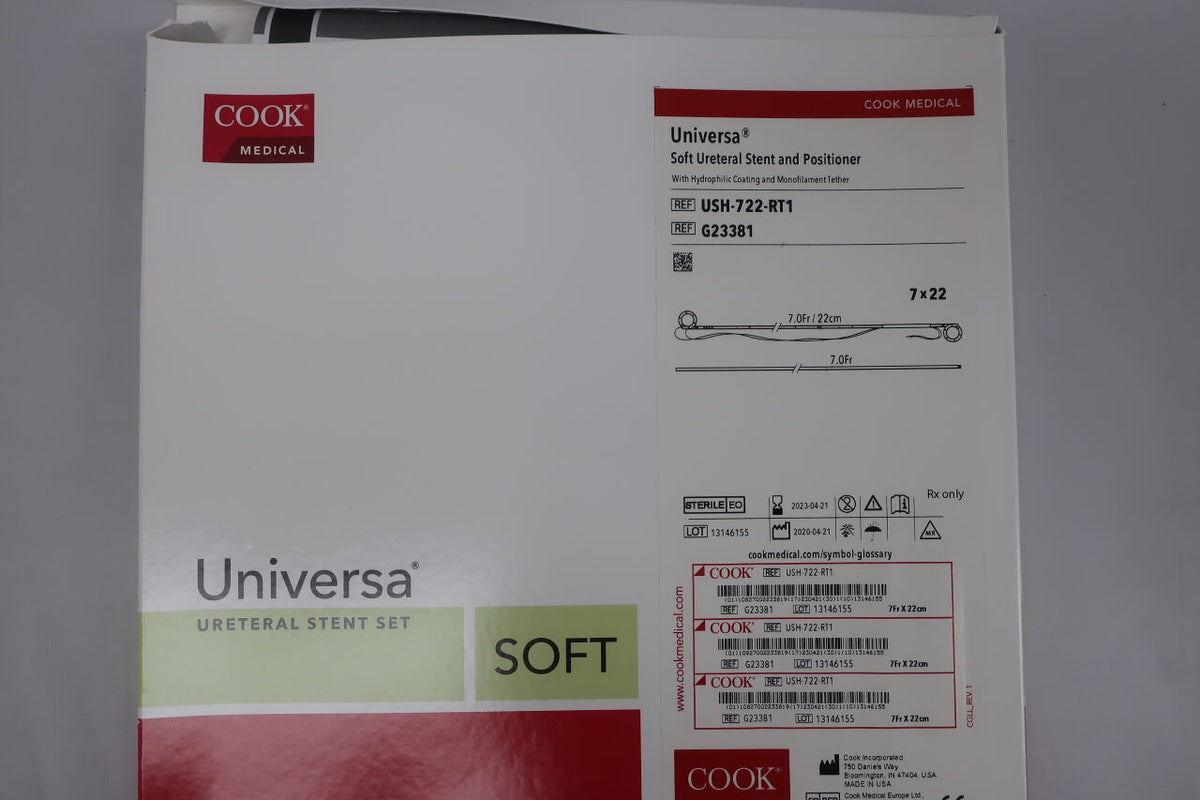 G23381 - COOK - Universa Soft Ureteral Stent & Positioner 7Fr x 22cm, (BX/1)