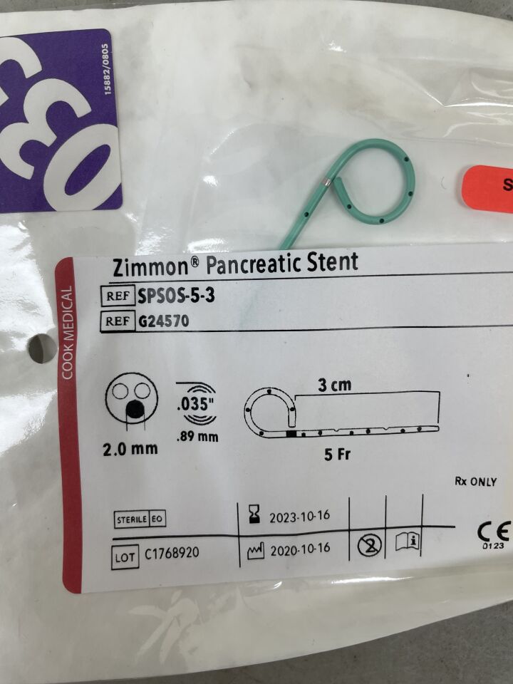 G24570 - COOK - Zimmon Pancreatic Stent, 5 Fr, 3 cm, (EA)