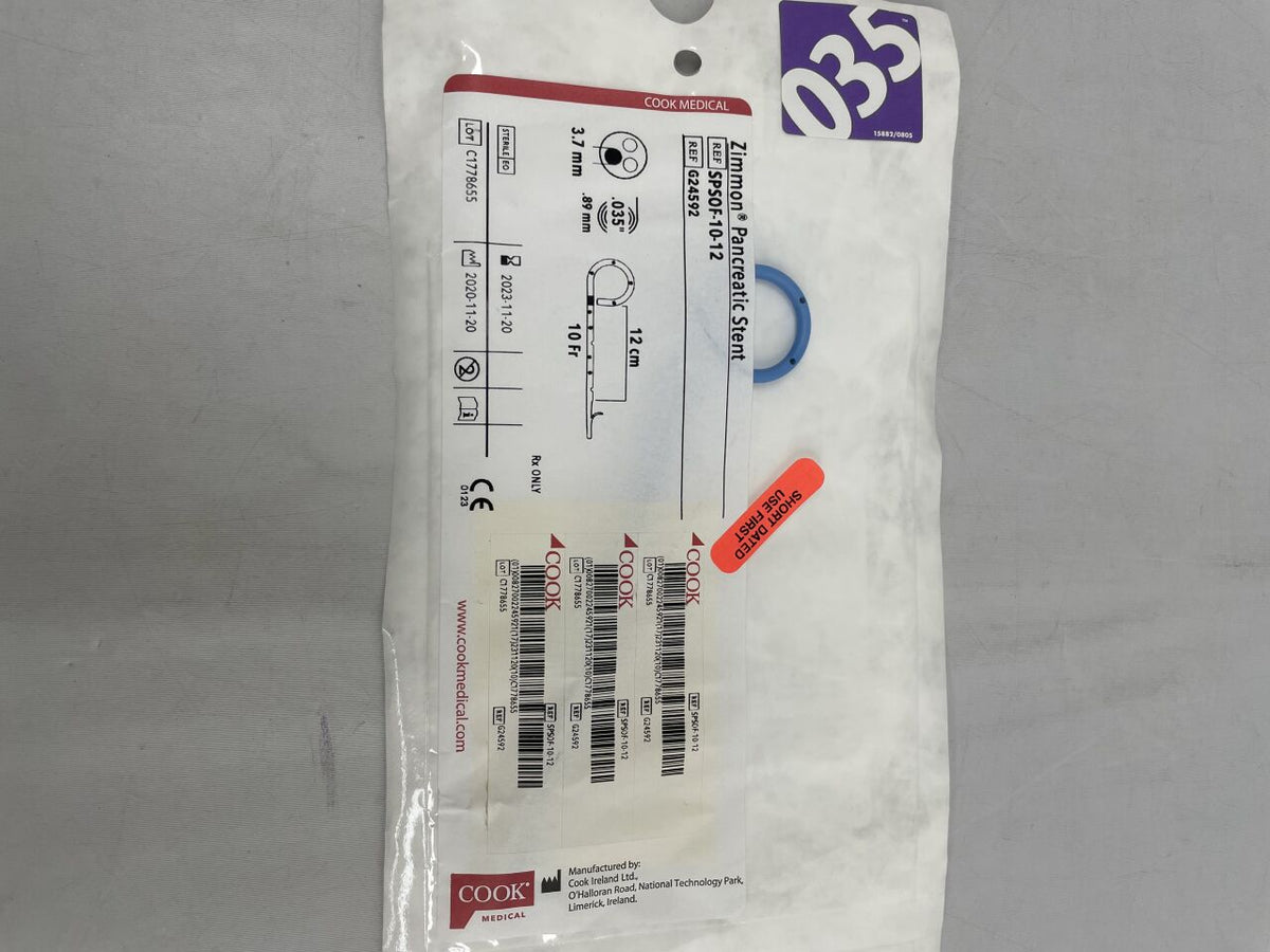 G24592 - COOK - Zimmon Pancreatic Stent 10F x 12cm, (EA)