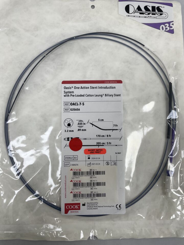 G25656 - COOK - Oasis-One Action Stent Introduction System w/Cotton-Leung 7F x 5cm, (EA)