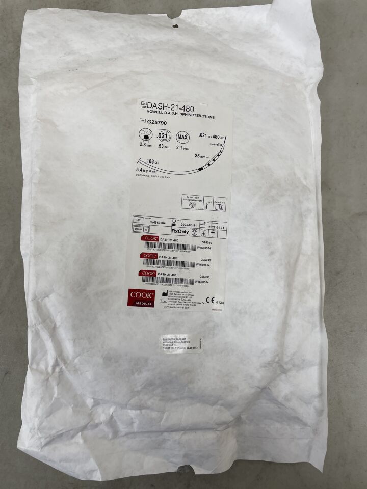 G25790 - COOK - Howell D.A.S.H. Sphincterotome- .021" x 480cm, (EA)
