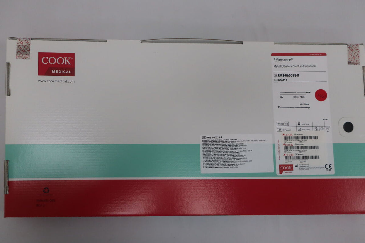 G34112 - COOK - Resonance Metallic Ureteral Stent and Introducer - RMS-060028-R - 8.3Fr/70cm x 6Fr/28cm, (BX/1)
