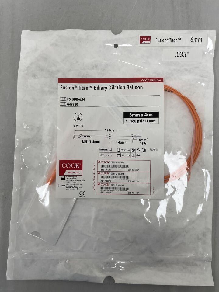 G49220 - COOK - Fusion Titan Biliary Dilatation Balloon 6mm x 4cm, (EA)