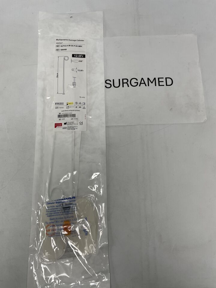 G06485 - COOK - Non-Locking Multipurpose Drainage Catheter 12F x 25cm, 0.038", (EA)