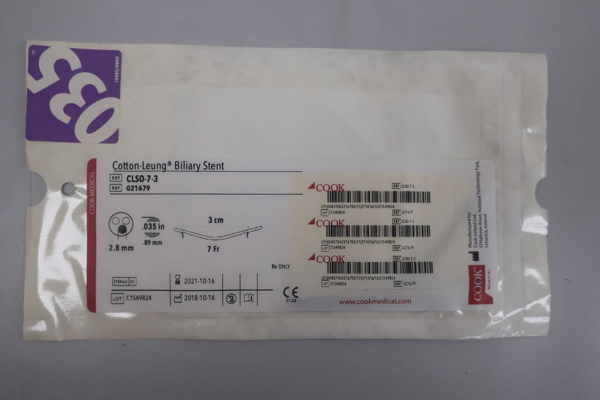 G21679 - COOK - cotton-leung biliary stent only 7f x 3cm, (EA)