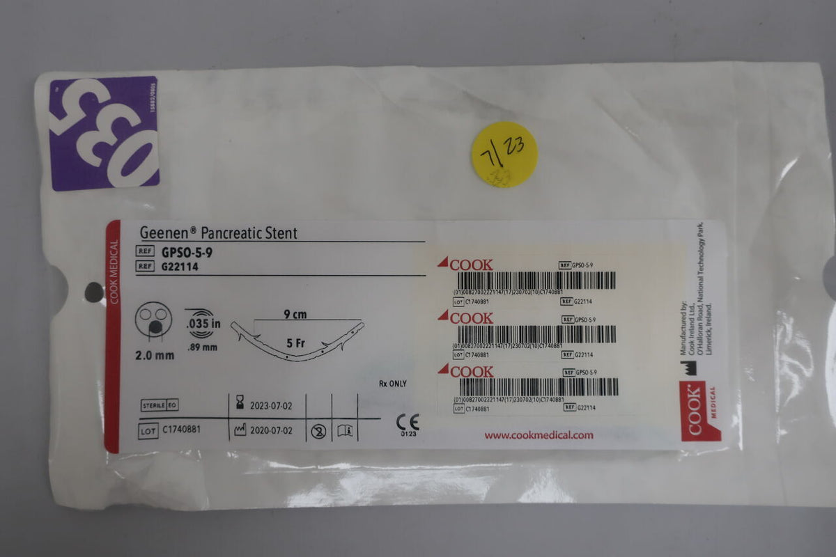 G22114 - COOK - Geenen Pancreatic Stent - 5Fr x 9cm, ()