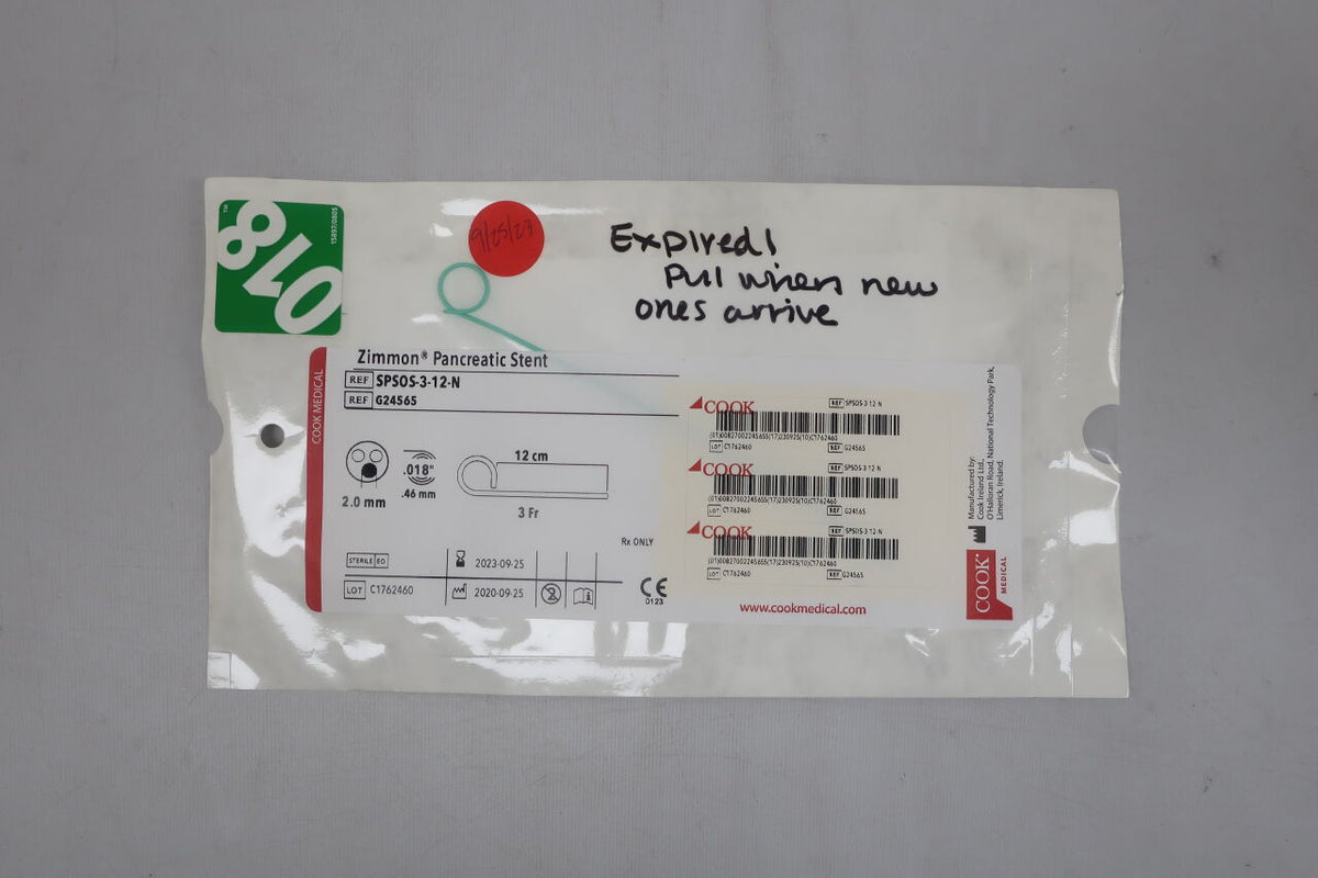 G24565 - COOK - Zimmon Pancreatic Stent Polymeric 12CMx3Fr, (EA)
