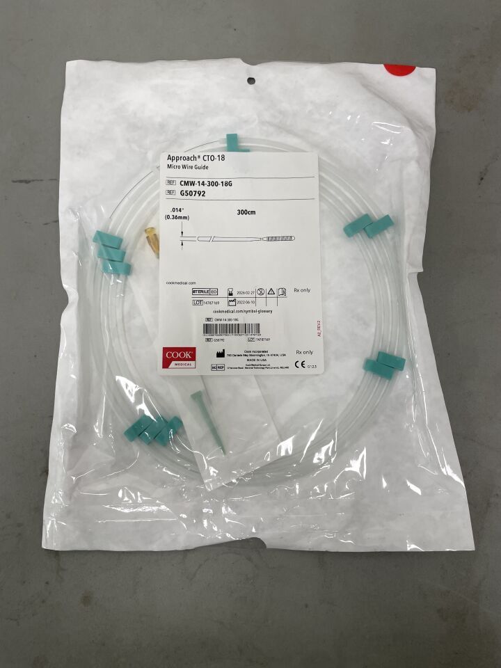 G50792 - COOK - Approach CTO Micro Wire Guide 0.014" x 300cm, 18g, (EA)