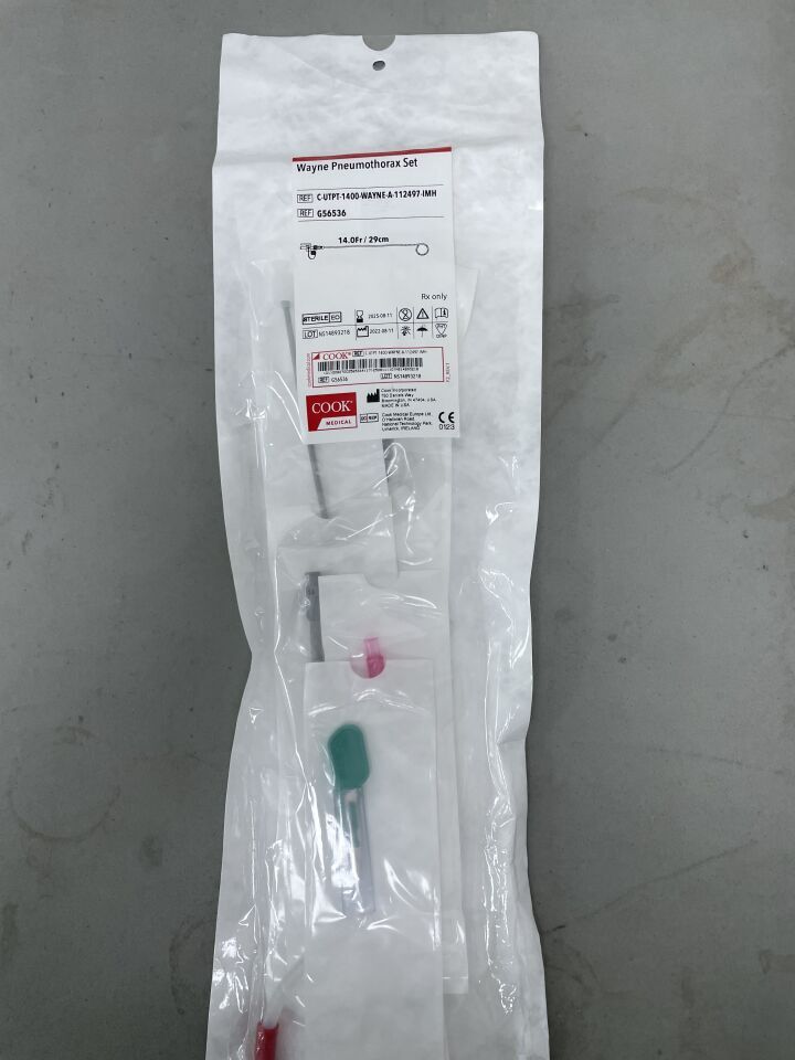 G56536 - COOK - Wayne Pneumothorax Catheter Seldinger Set, 14 Fr Catheter Size, 29 cm Catheter Length, (EA)