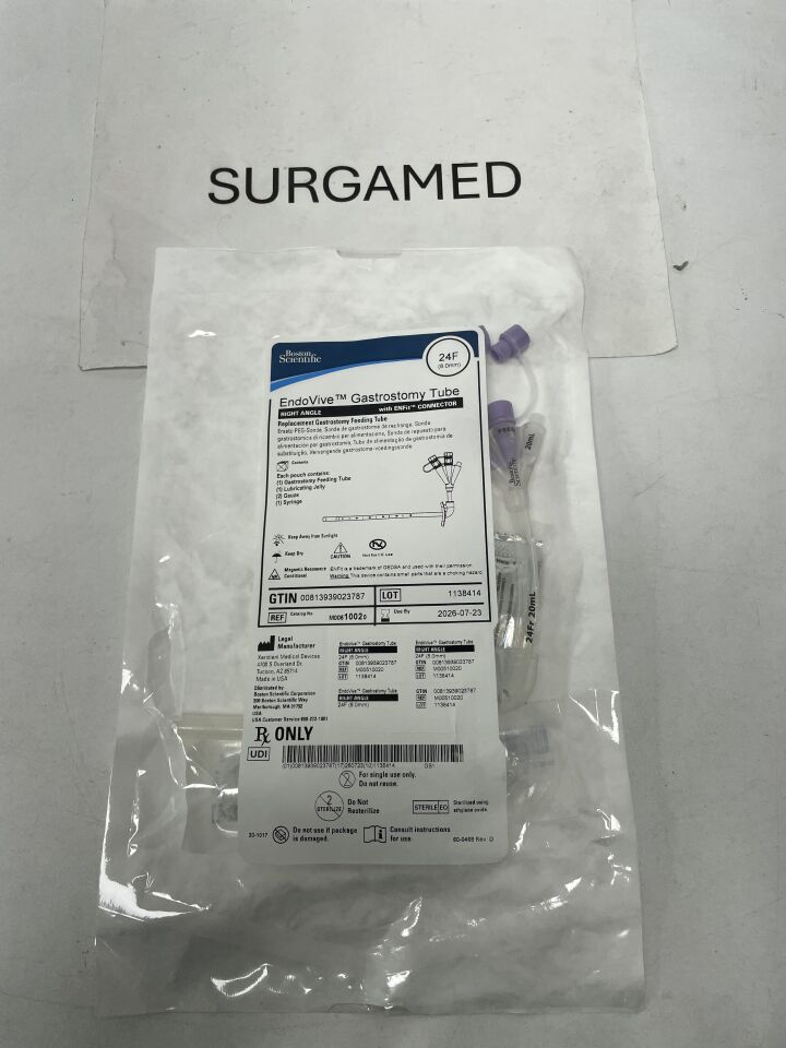 1002 - BOSTON SCIENTIFIC - EndoVive Gastrostomy Tube, Right Angle, with ENFit Connector, (EA)